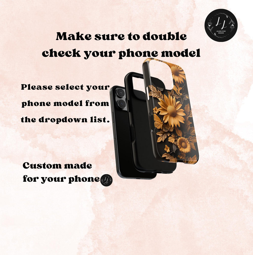 Boho Sunflower Phone Case: Floral Foliage Design
