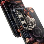 Dark Floral Bookshelf Phone Case: Book Lover Gift