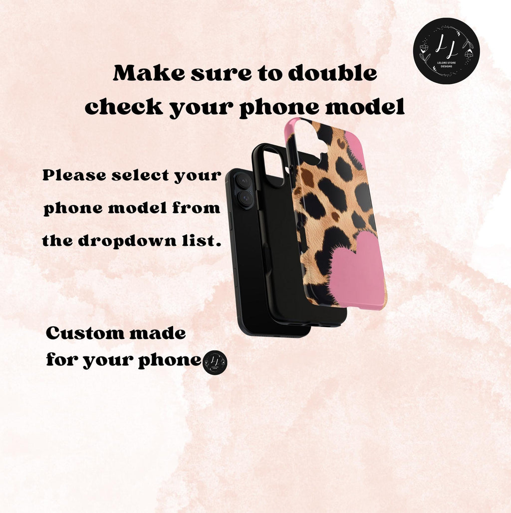 Leopard Print Phone Case: Pink Heart, Fashionable Design