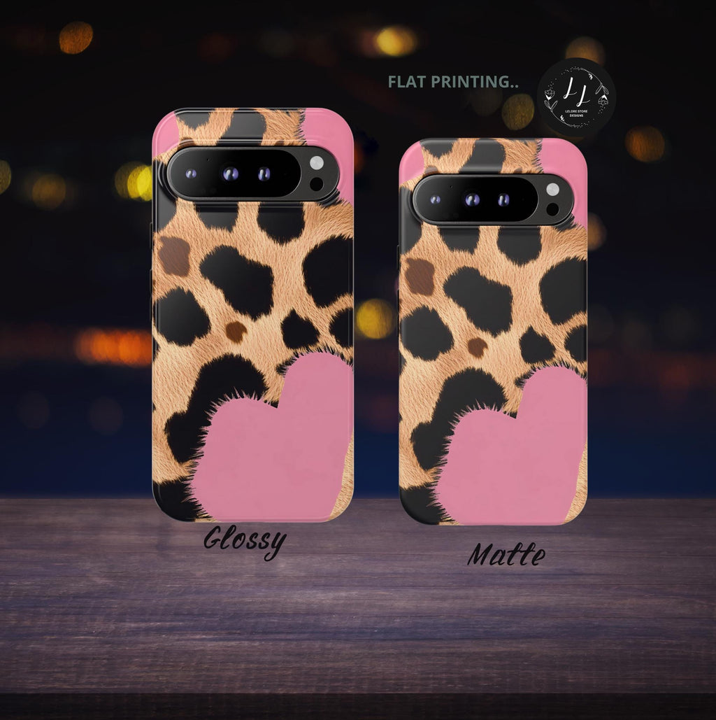 Leopard Print Phone Case: Pink Heart, Fashionable Design