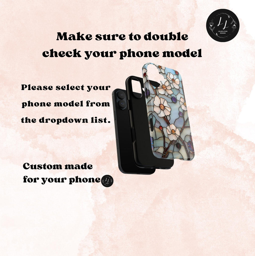 Floral Faux Stained Glass Phone Case: Romantic Wildflowers