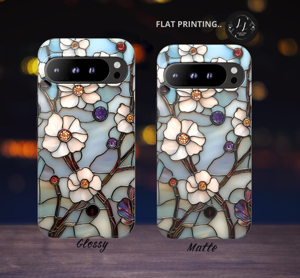 Floral Faux Stained Glass Phone Case: Romantic Wildflowers