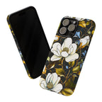 Magnolia Faux Stained Glass Phone Case: Green Floral Botanical Design