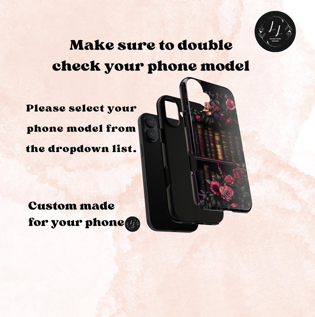 Floral Gothic Book Phone Case: Garden Purple Floral Cover, Bookworm Gift, iPhone, Galaxy, Pixel