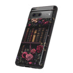 Floral Gothic Book Phone Case: Garden Purple Floral Cover, Bookworm Gift, iPhone, Galaxy, Pixel