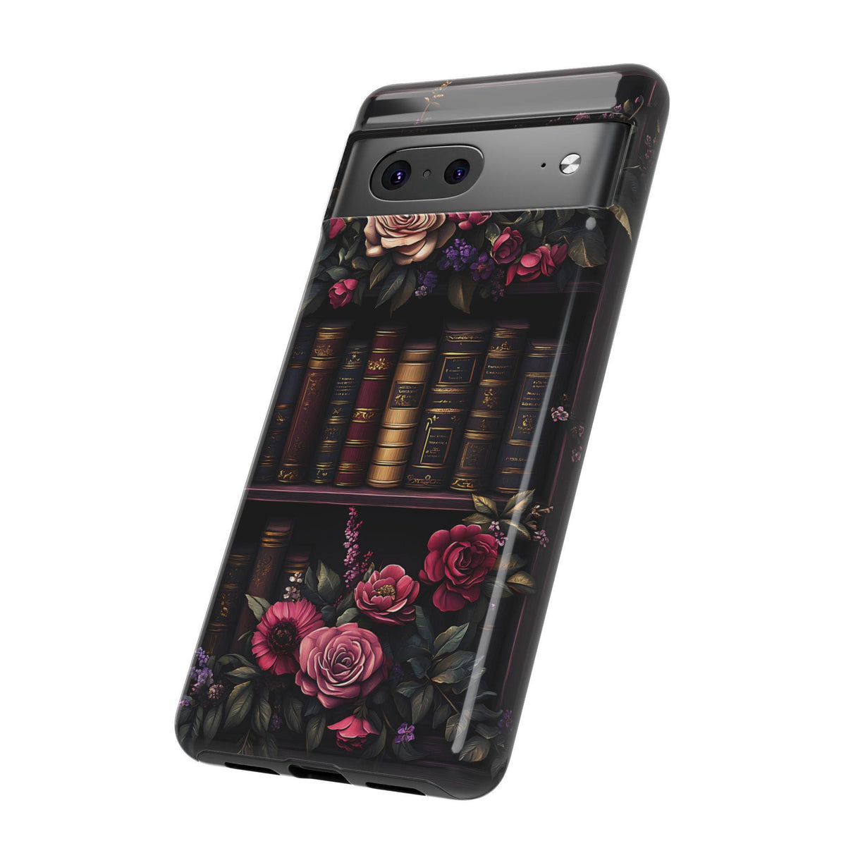 Floral Gothic Book Phone Case: Garden Purple Floral Cover, Bookworm Gift, iPhone, Galaxy, Pixel