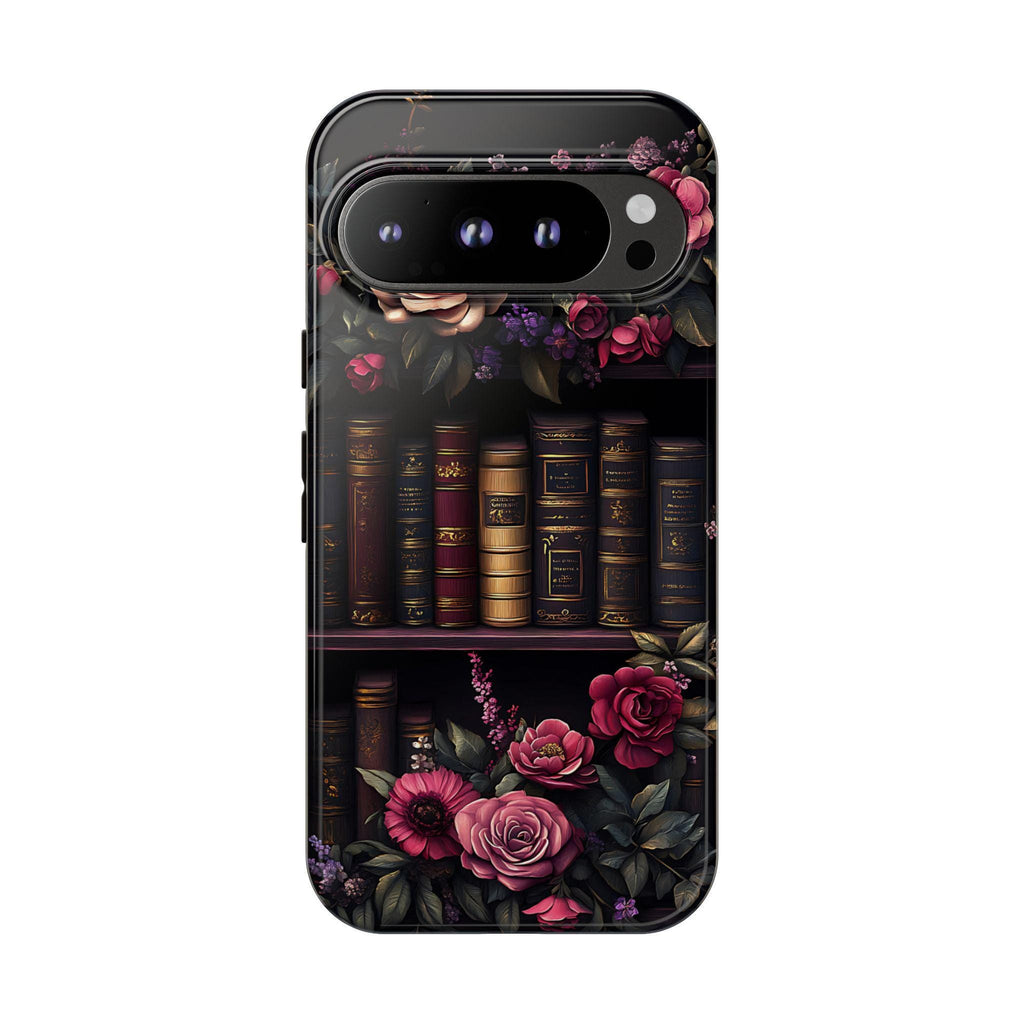 Floral Gothic Book Phone Case: Garden Purple Floral Cover, Bookworm Gift, iPhone, Galaxy, Pixel