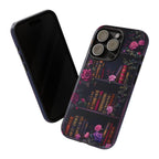Floral Bookshelf Phone Case, Dark Academia Bookish Design