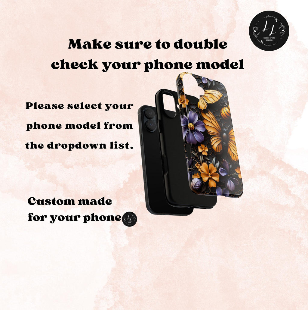 Honeybee Butterfly Floral Phone Case: Nature Mosaic Design