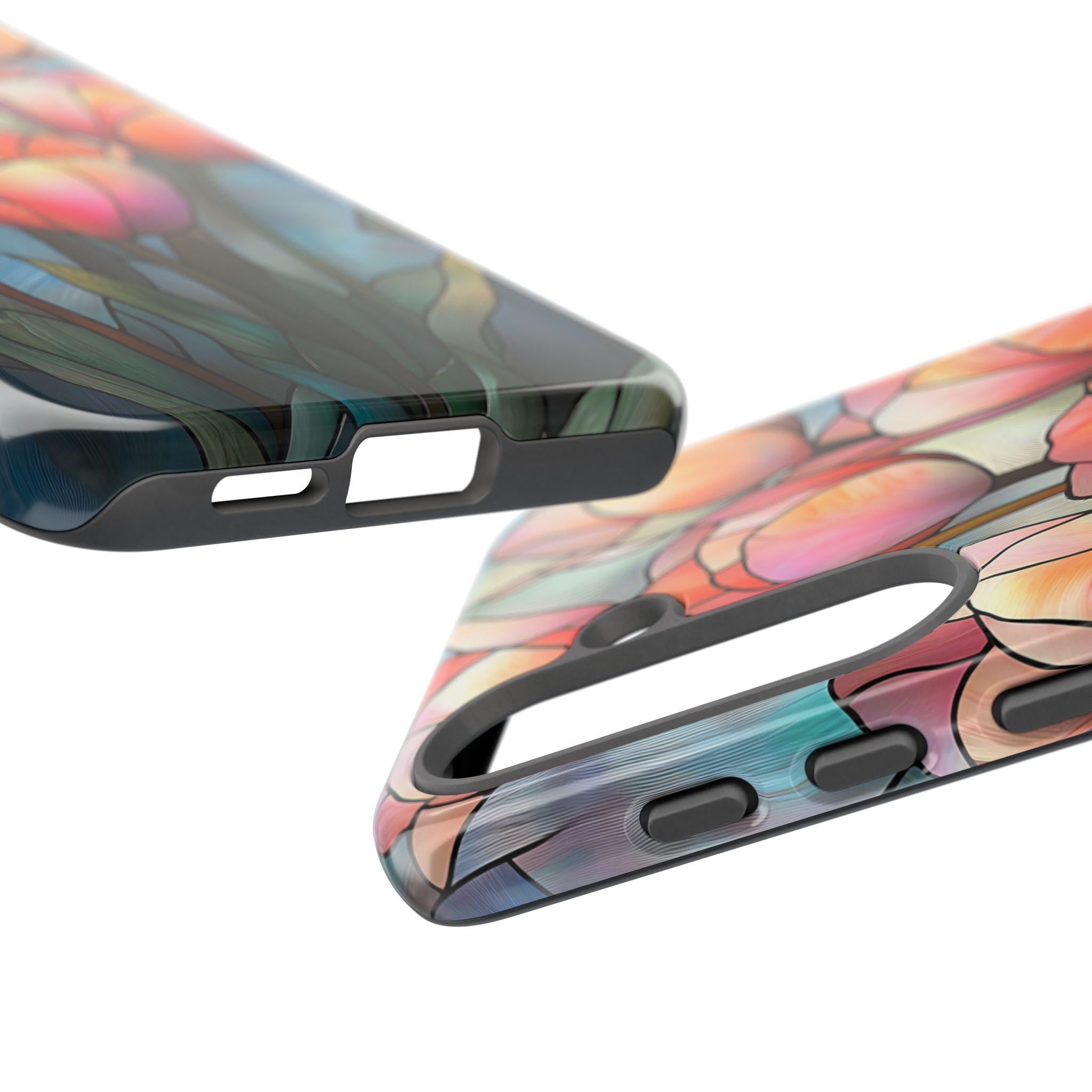 Tulip Phone Case: Faux Stained Glass Floral Design