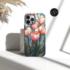 Tulip Phone Case: Faux Stained Glass Floral Design