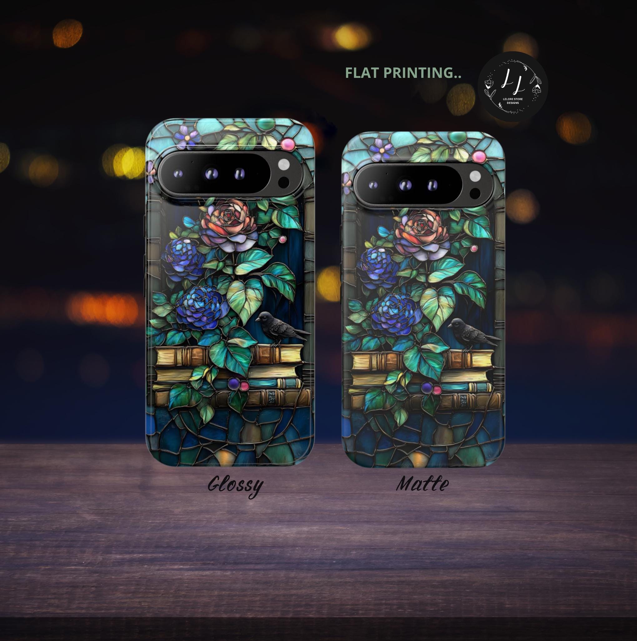 Floral Bookshelf iPhone 16 Case: Faux Stained Glass Cottagecore Cover,  Reading Gift Literary, iPhone