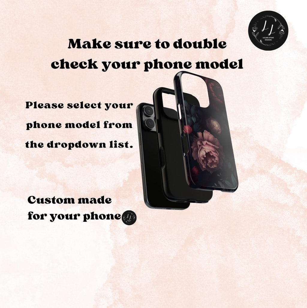 Dark Rose Gothic Phone Case: Purple Floral Victorian Style