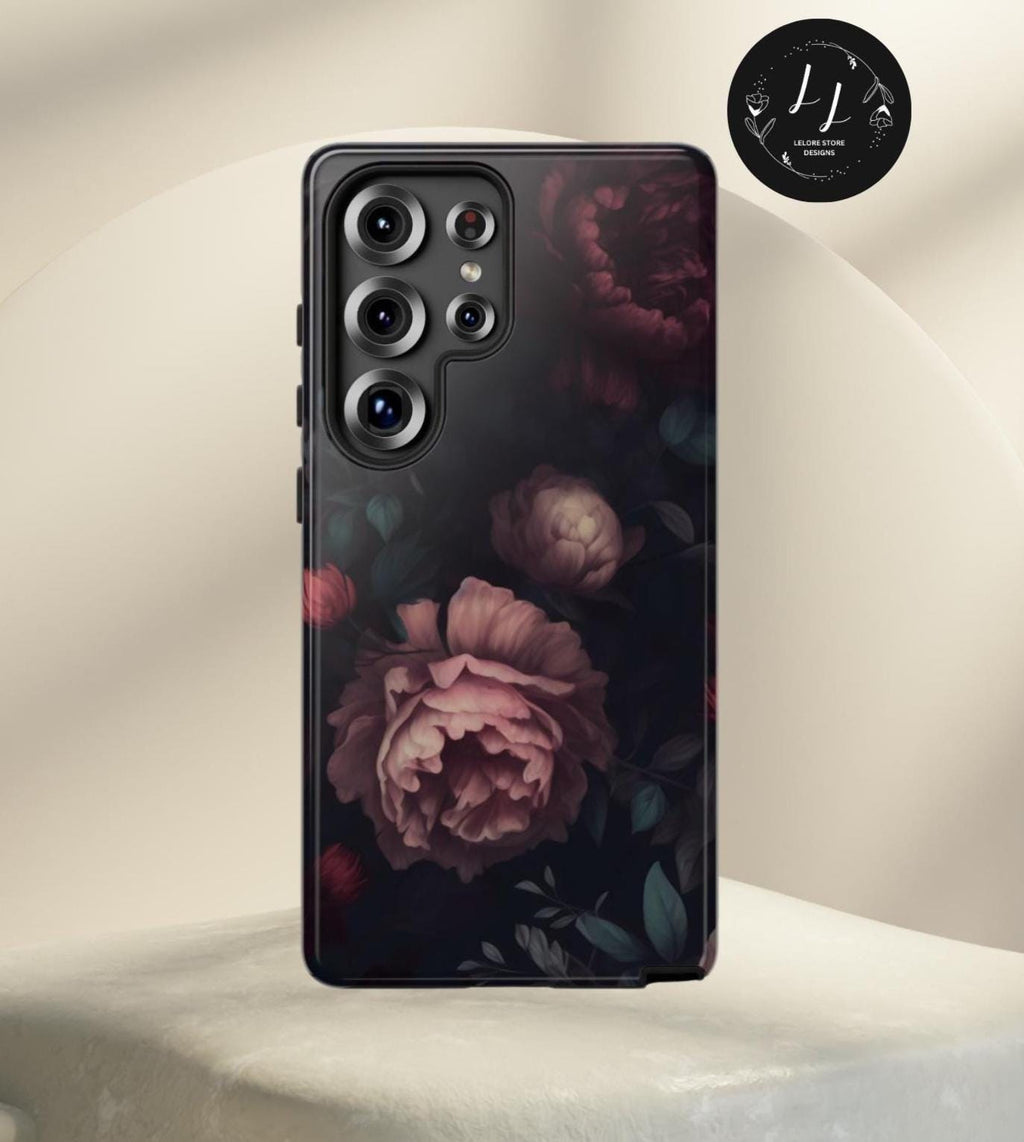 Dark Rose Gothic Phone Case: Purple Floral Victorian Style