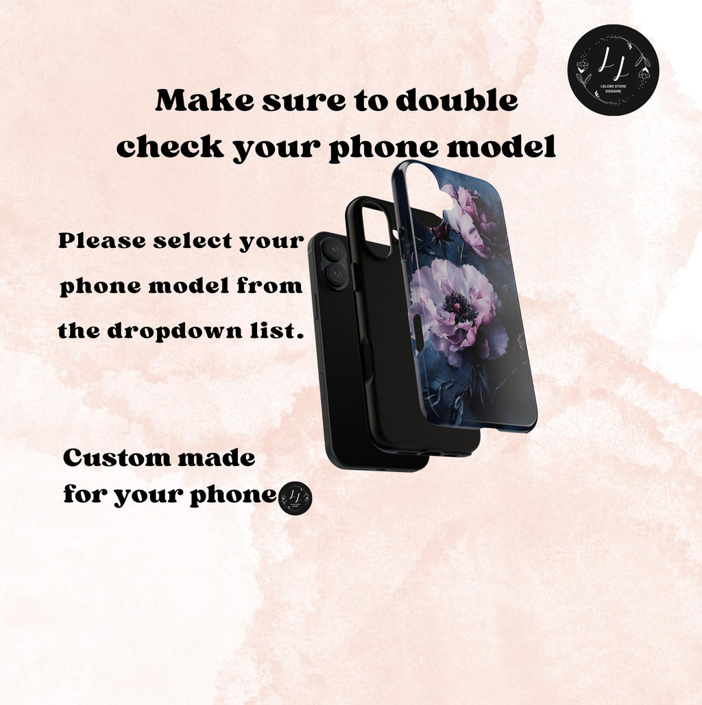 Gothic Floral Phone Case: Dark Academia Purple Flower Design