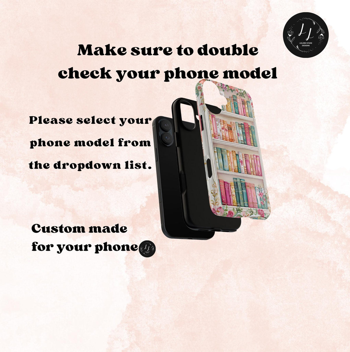 Floral Bookshelf Phone Case: Vintage Book Lover Gift Bookworms  Flower Enthusiasts