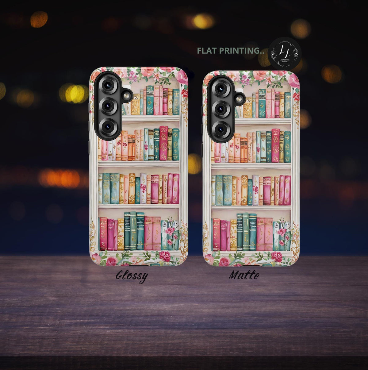 Floral Bookshelf Phone Case: Vintage Book Lover Gift Bookworms  Flower Enthusiasts