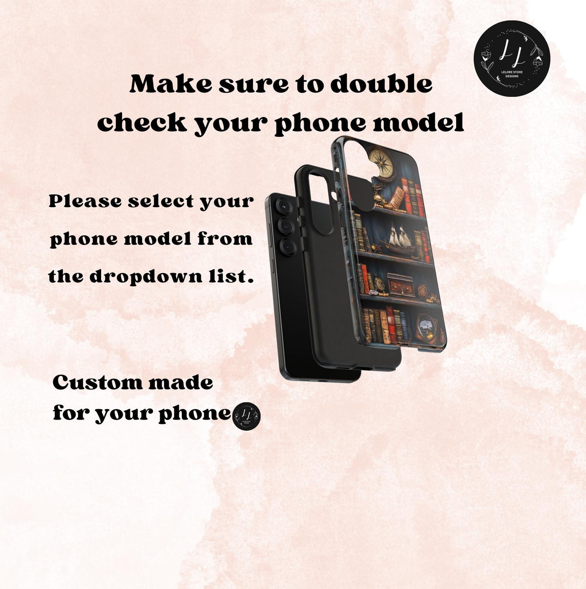 Nautical Bookshelf Phone Case: Pirate Book Lover Gift, Fantasy Bookish Lover, Vintage  Cover