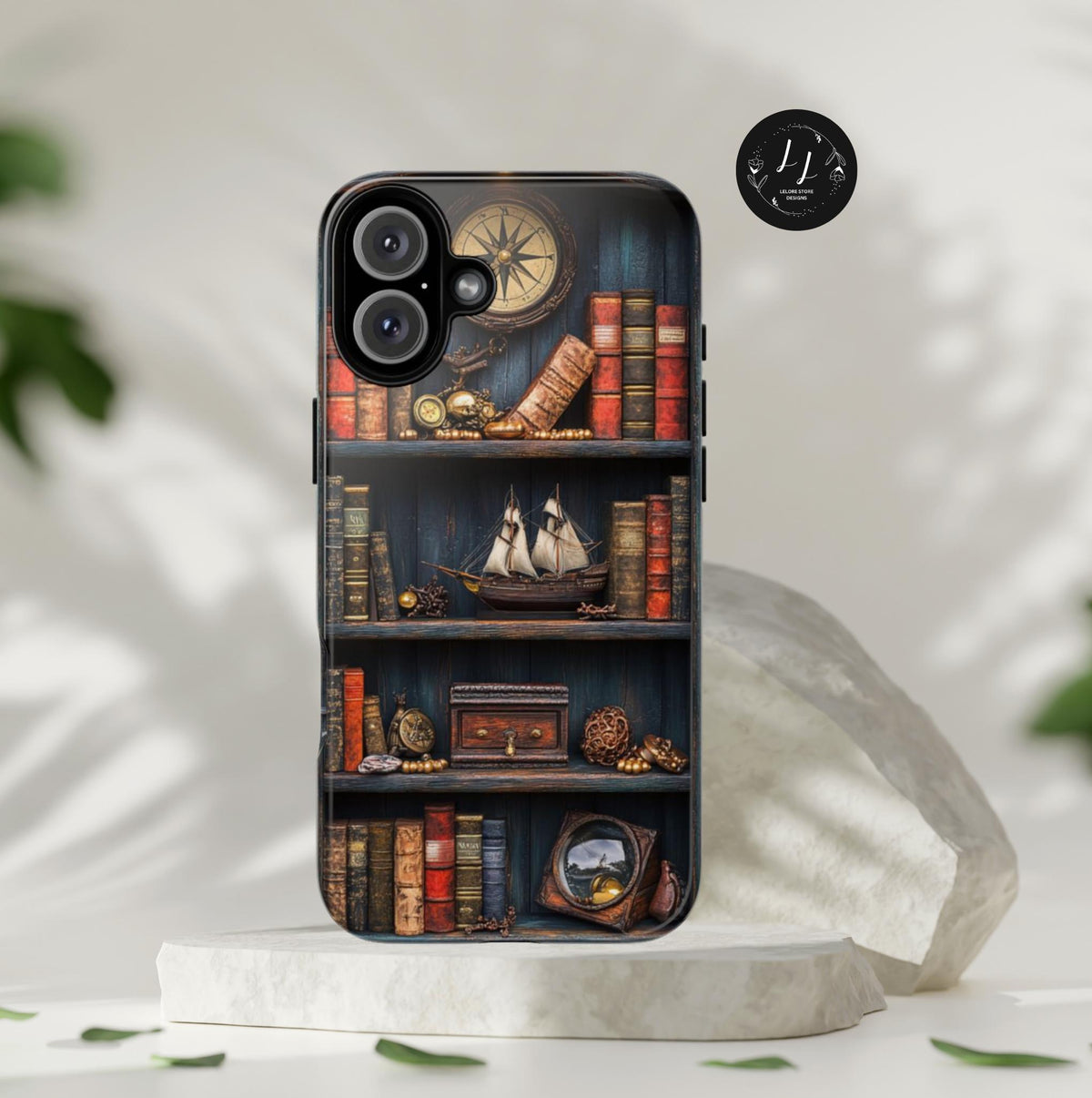 Nautical Bookshelf Phone Case: Pirate Book Lover Gift, Fantasy Bookish Lover, Vintage  Cover