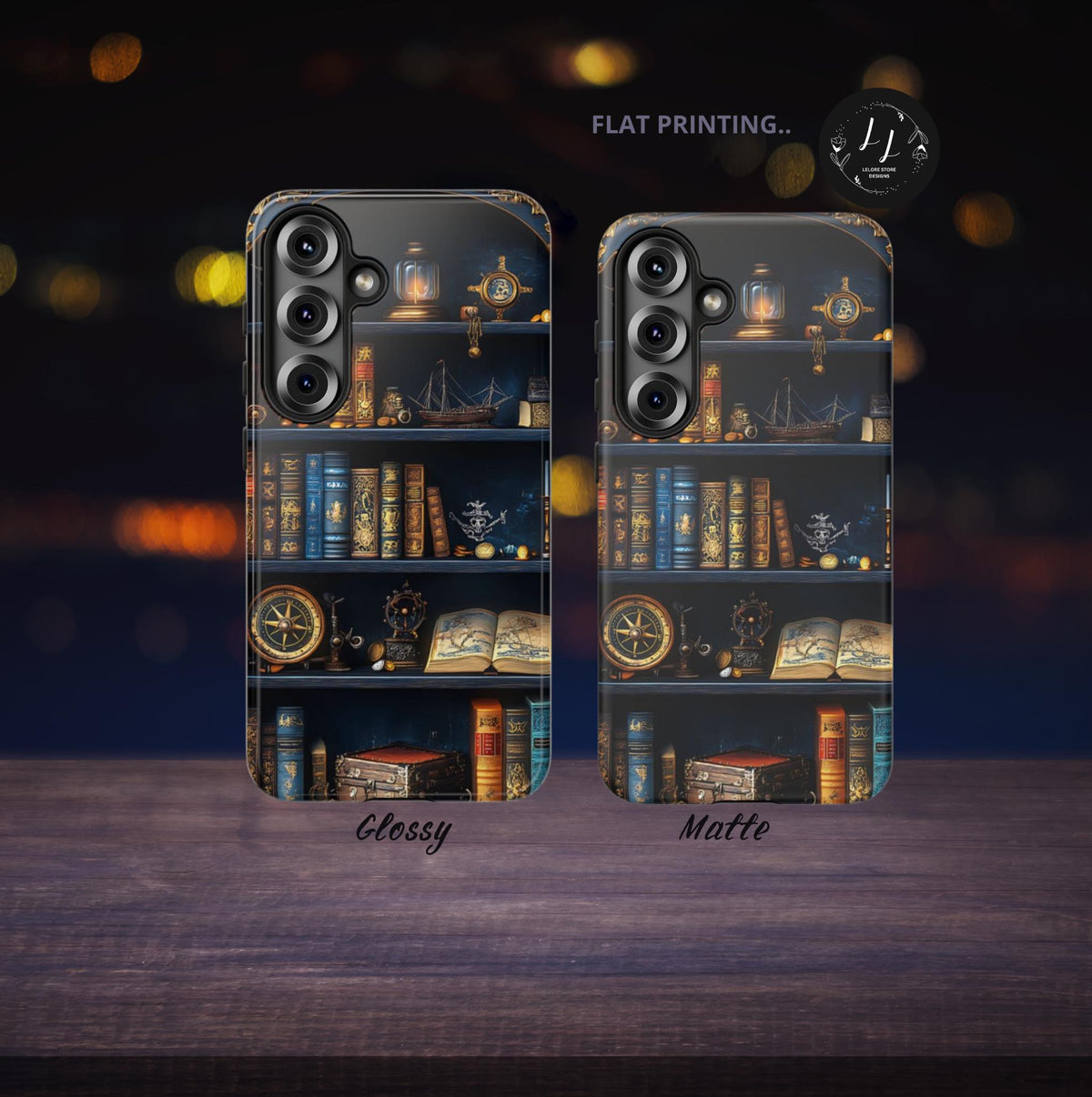Nautical Pirate Bookshelf Phone Case: Book Lover Gift