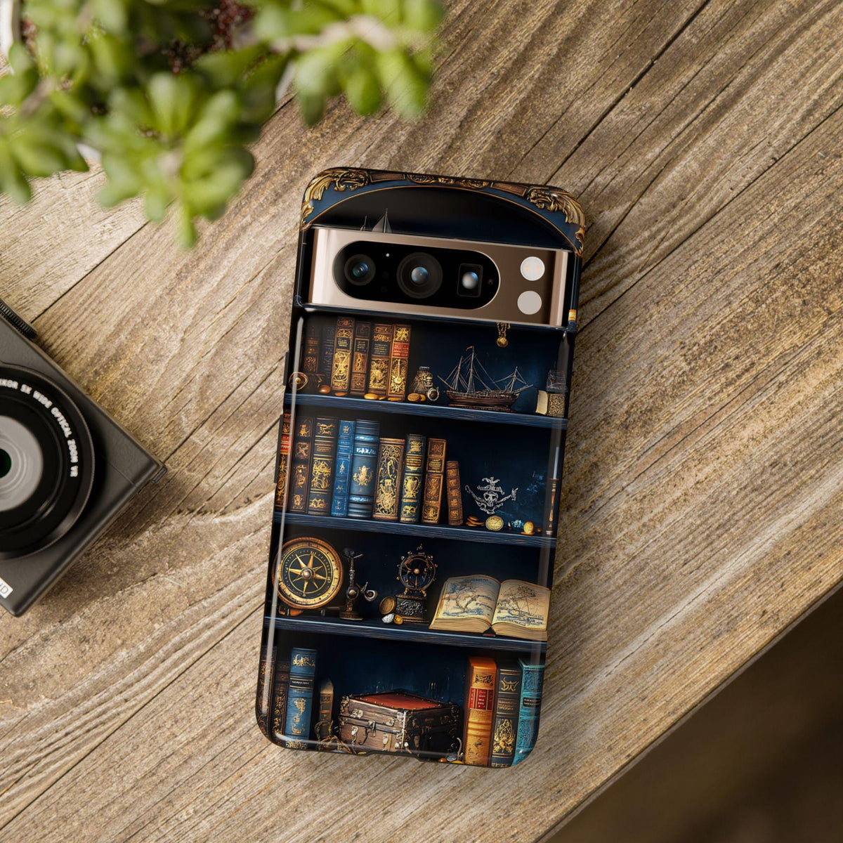Nautical Pirate Bookshelf Phone Case: Book Lover Gift