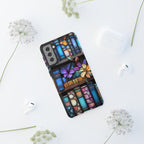 Floral Stained Glass Bookshelf Phone Case: Book Lover Gift