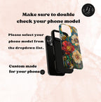 Faux Stained Glass Bee & Wildflower Phone Case: Boho Floral Design