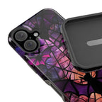 Gothic Bat Faux Stained Glass iPhone Case: Dark Academia MagSafe Compatible Holiday Cover