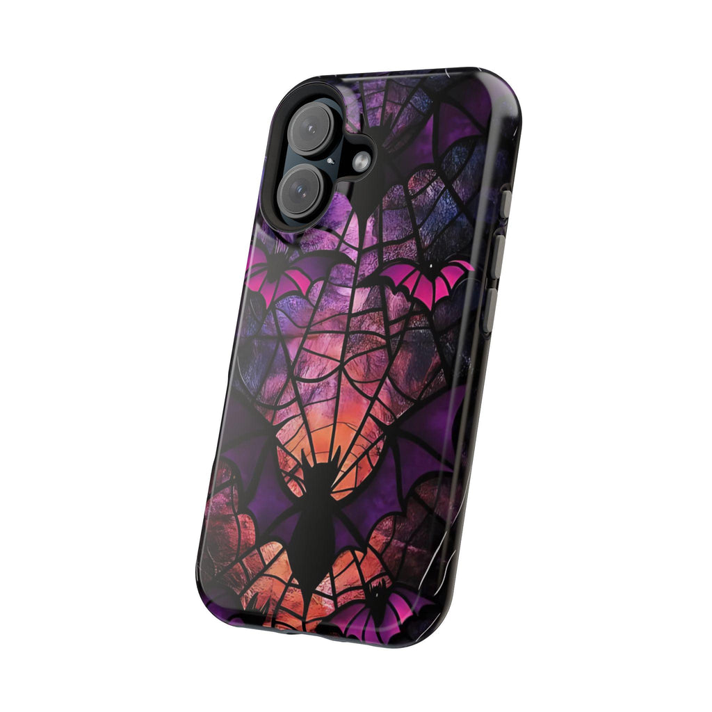 Gothic Bat Faux Stained Glass iPhone Case: Dark Academia MagSafe Compatible Holiday Cover
