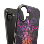 Gothic Bat Faux Stained Glass iPhone Case: Dark Academia MagSafe Compatible Holiday Cover