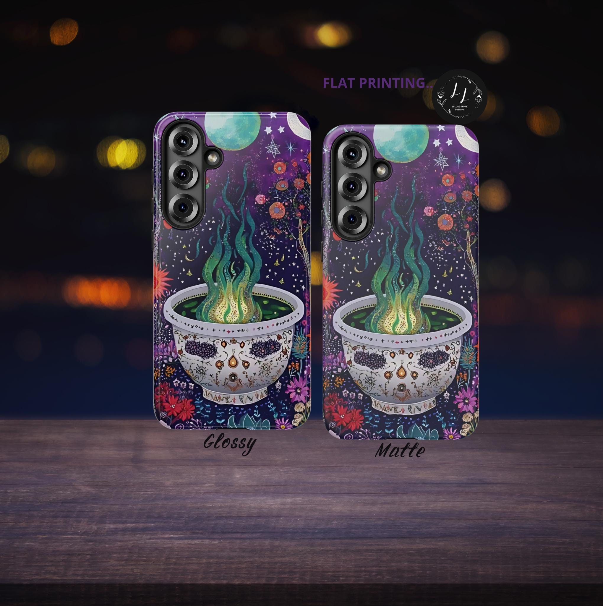 Celestial Cauldron Phone Case: Spooky Floral Witch Design Celestial Halloween cover