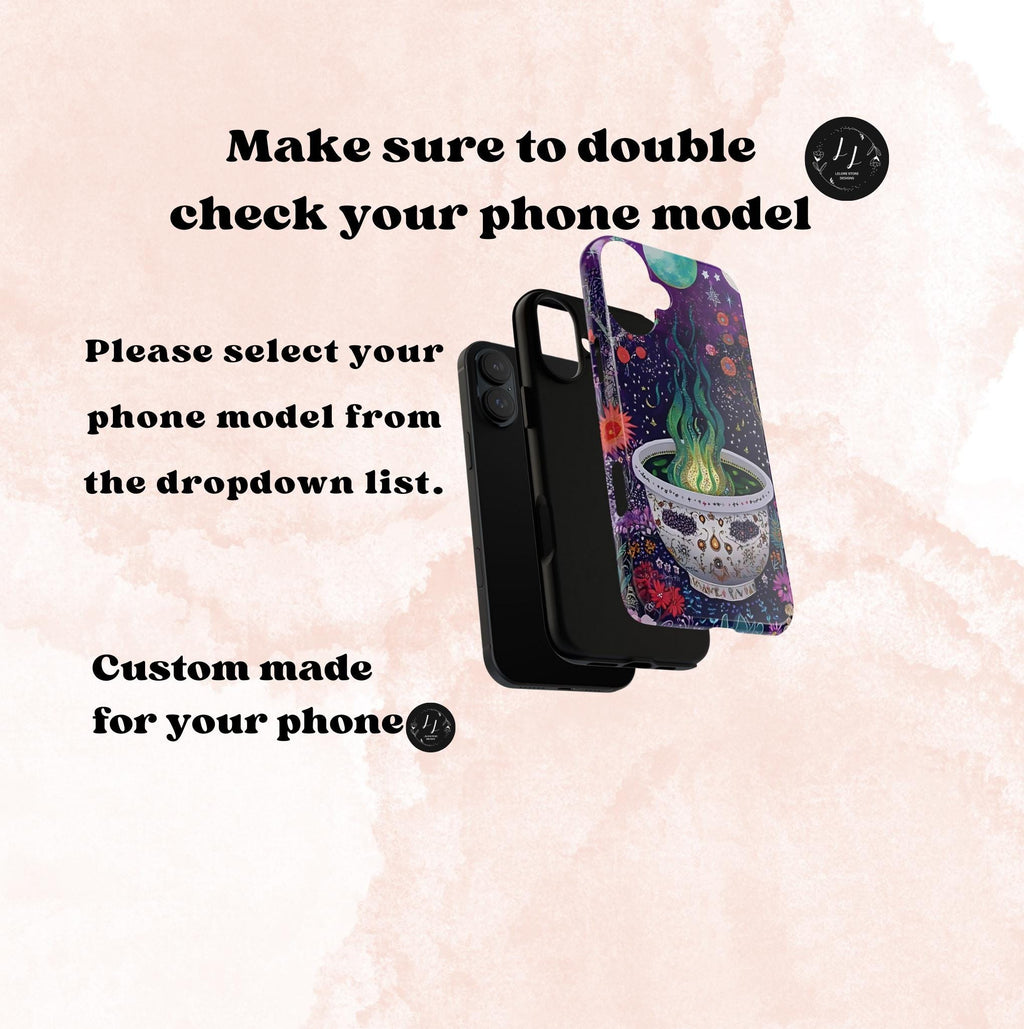 Celestial Cauldron Phone Case: Spooky Floral Witch Design Celestial Halloween cover