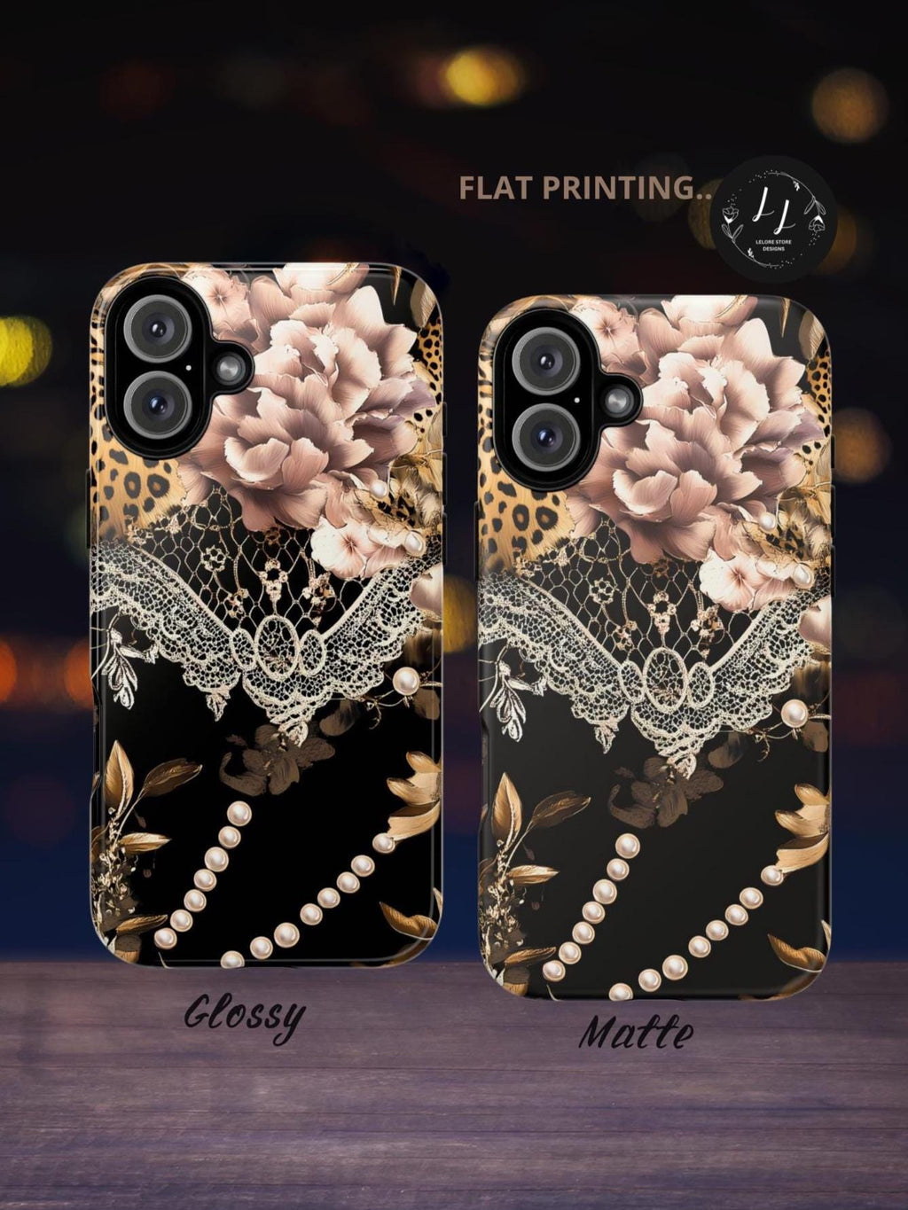 Leopard Print Phone Case: Chic Floral Lace Cover Design, iPhone, Galaxy, Pixel
