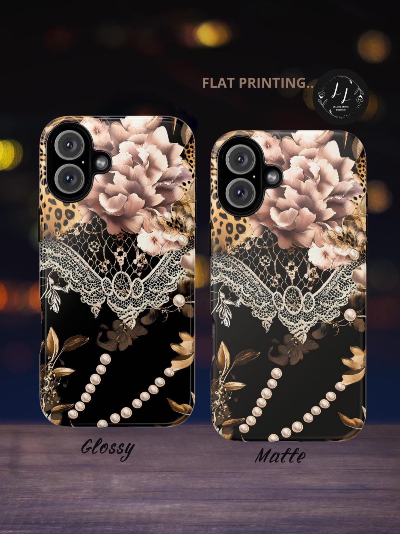 Leopard Print Phone Case: Chic Floral Lace Cover Design, iPhone, Galaxy, Pixel
