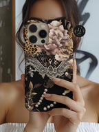 Leopard Animal Print Phone Case: Chic Floral Lace Design Cover Gift, iPhone, Galaxy, Pixel