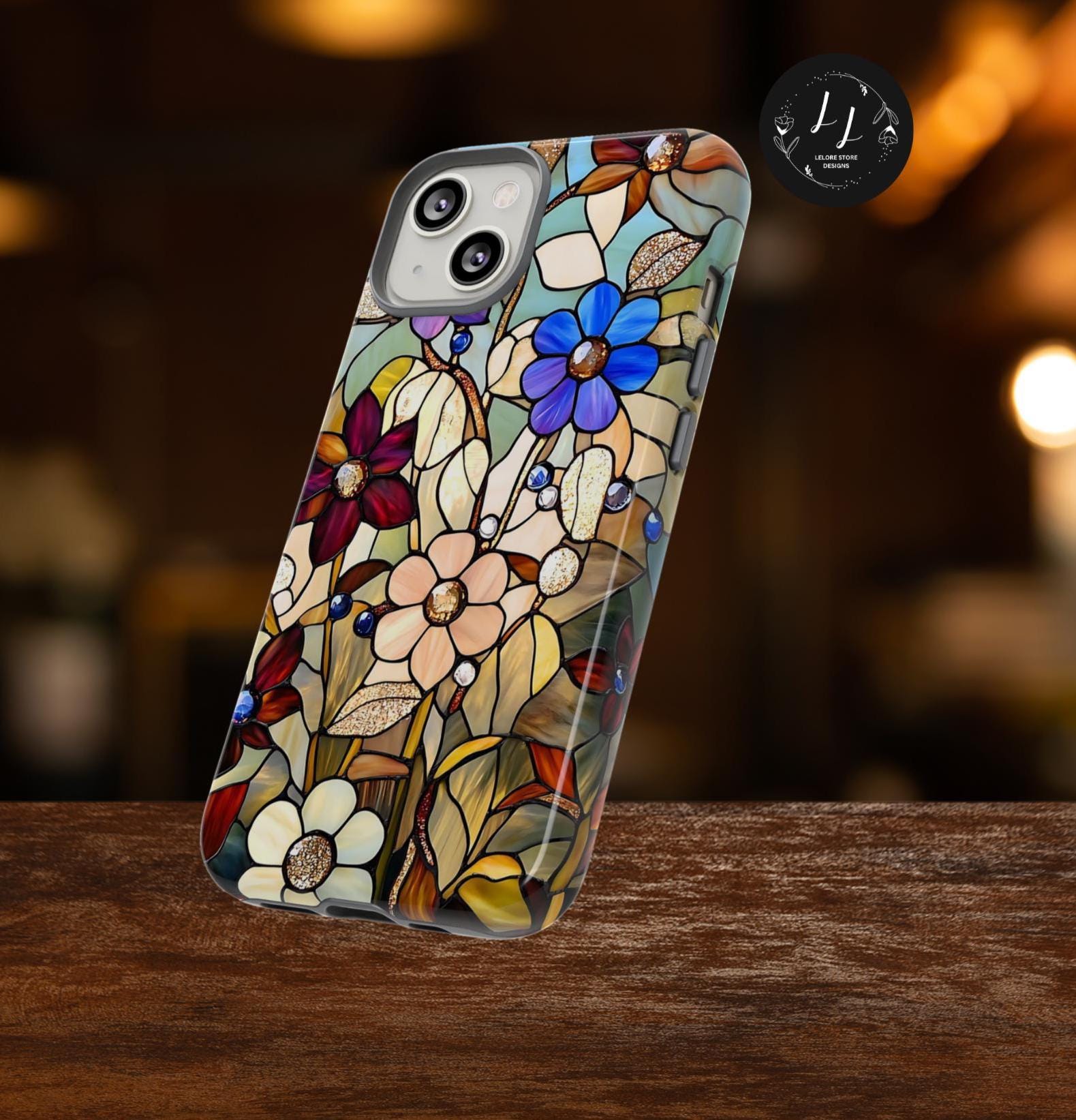 Floral Faux Stained Glass Phone Case: Wildflower Mosaic