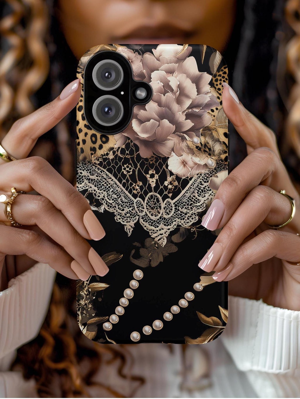 Leopard Animal Print Phone Case: Chic Floral Lace Design Cover Gift, iPhone, Galaxy, Pixel