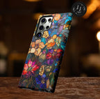 Faux Stained Glass Wildflower Phone Case: Boho Mosaic Floral Design