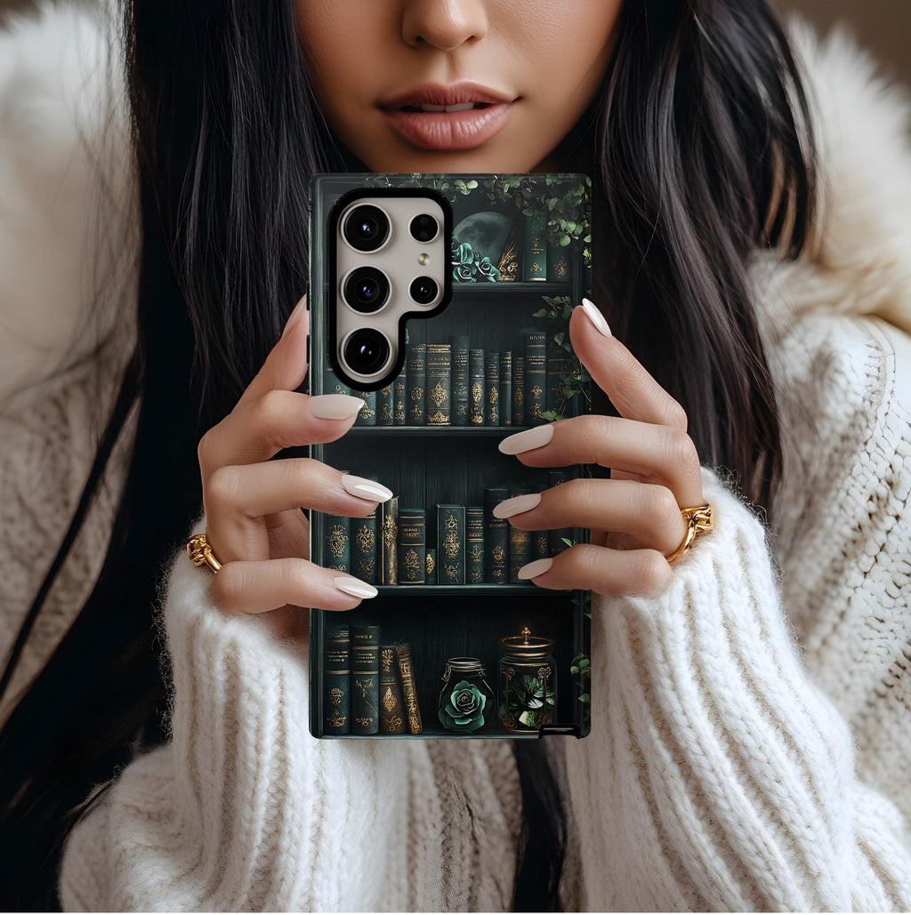 Floral Book Phone Case: Green Botanical Cover for iPhone, Galaxy, Pixel
