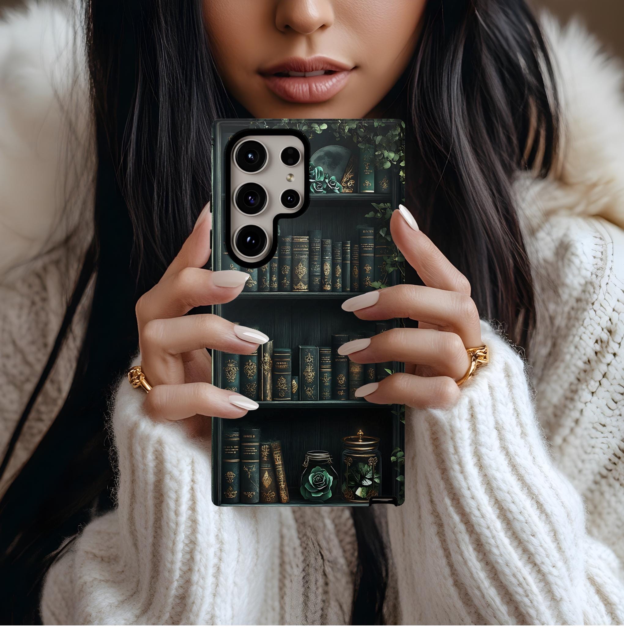 Floral Book Phone Case: Green Botanical Cover for iPhone, Galaxy, Pixel