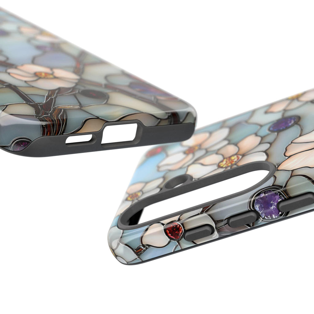 Floral Faux Stained Glass Phone Case: Romantic Wildflowers