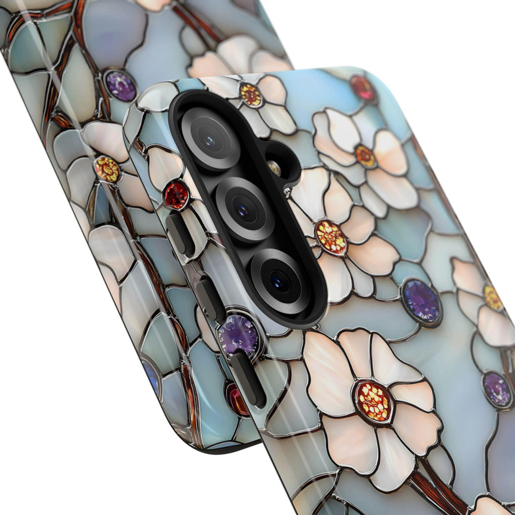Floral Faux Stained Glass Phone Case: Romantic Wildflowers