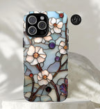 Floral Faux Stained Glass Phone Case: Romantic Wildflowers