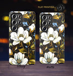 Magnolia Faux Stained Glass Phone Case: Green Floral Botanical Design