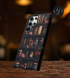 Bookish Bookshelf Phone Case: Dark Academia Librarian Gift