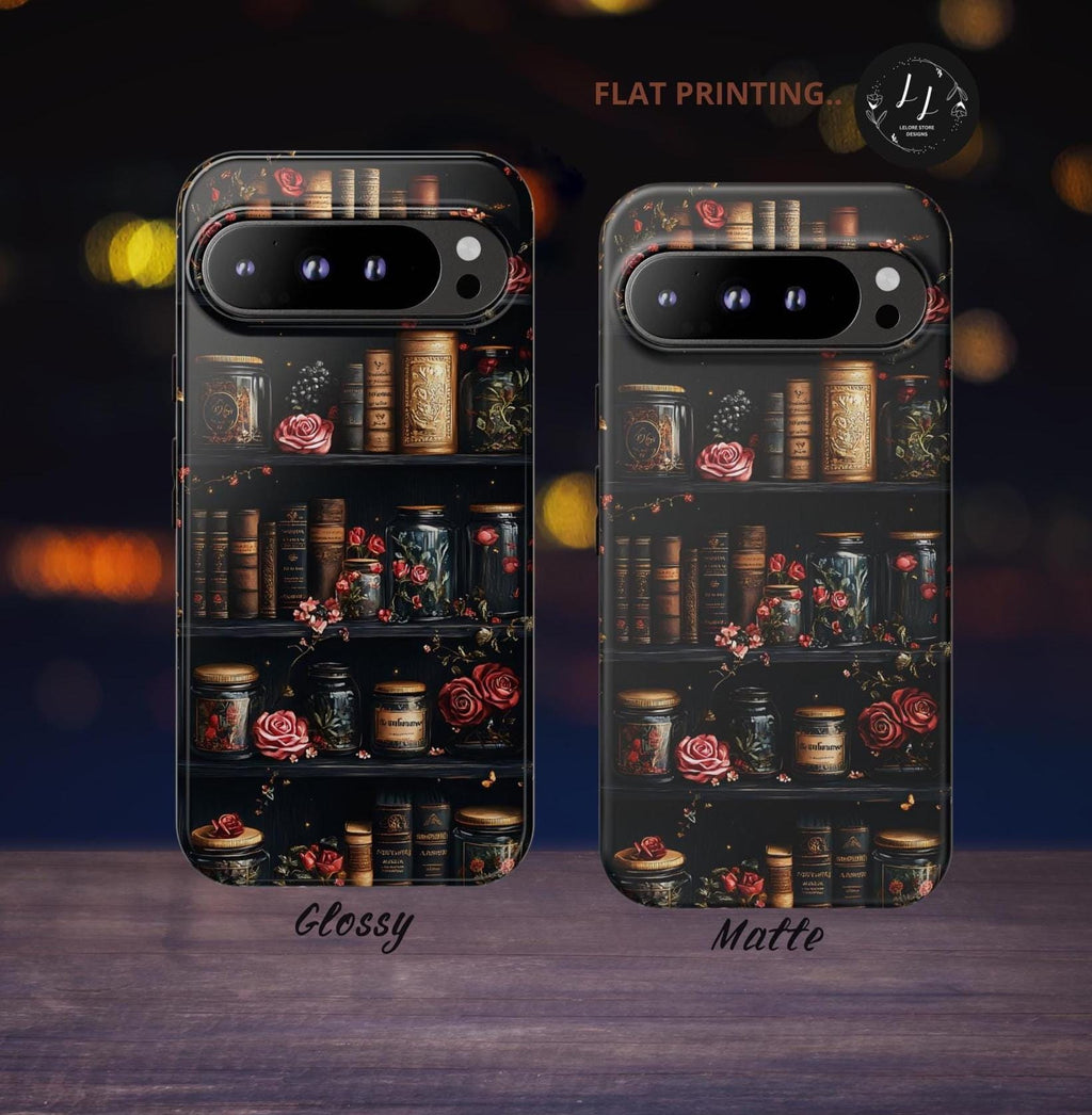 Bookish Bookshelf Phone Case: Dark Academia Librarian Gift