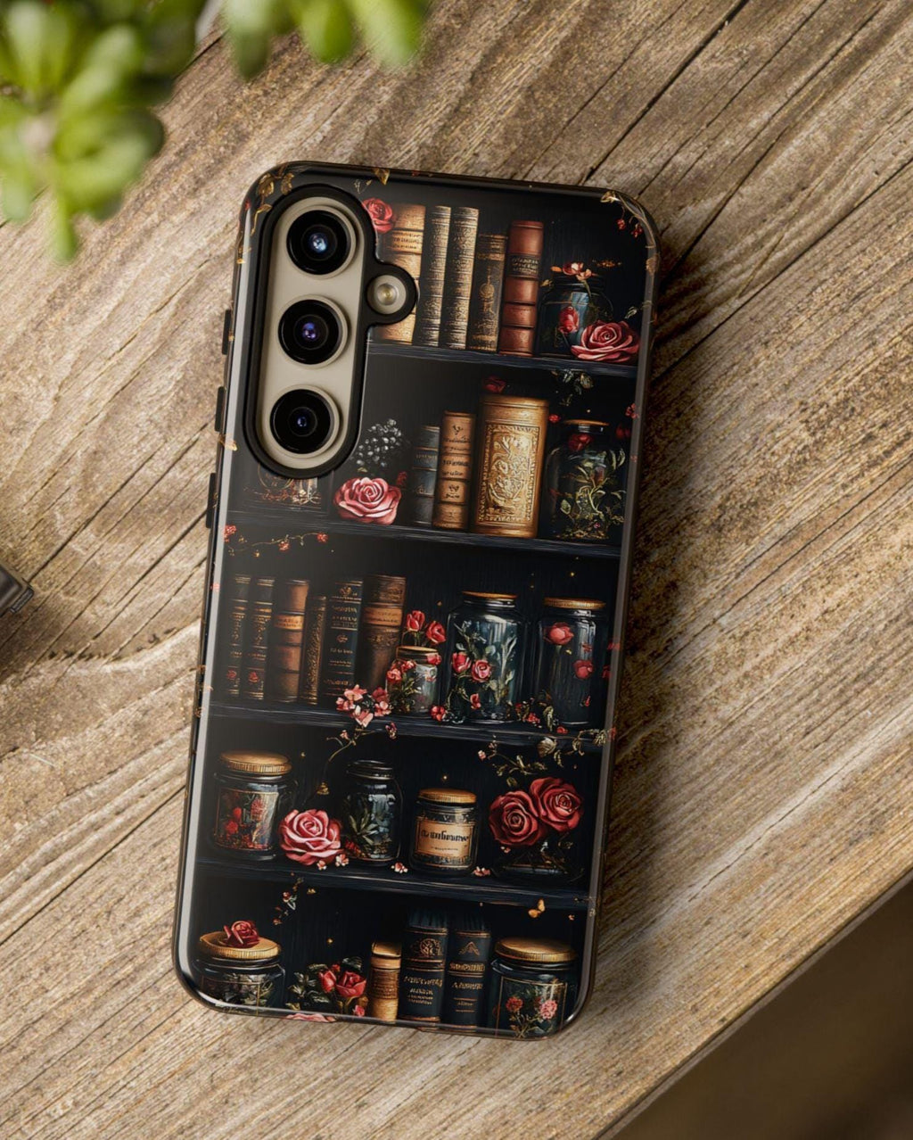 Bookish Bookshelf Phone Case: Dark Academia Librarian Gift