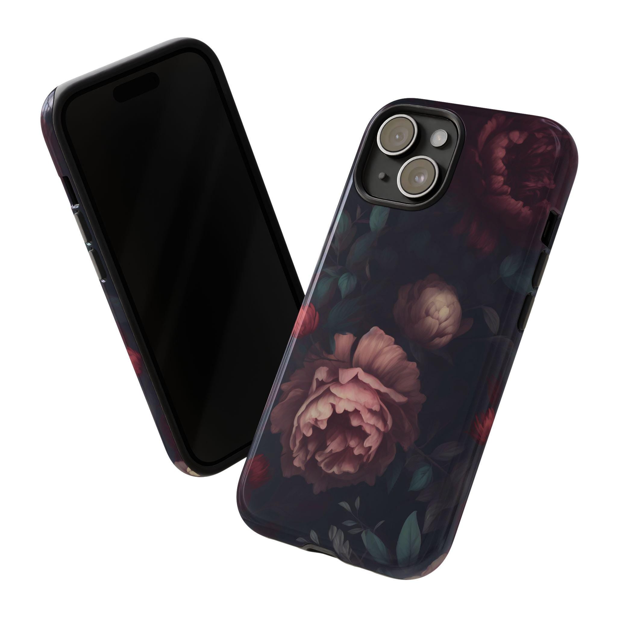 Dark Rose Gothic Phone Case: Purple Floral Victorian Style