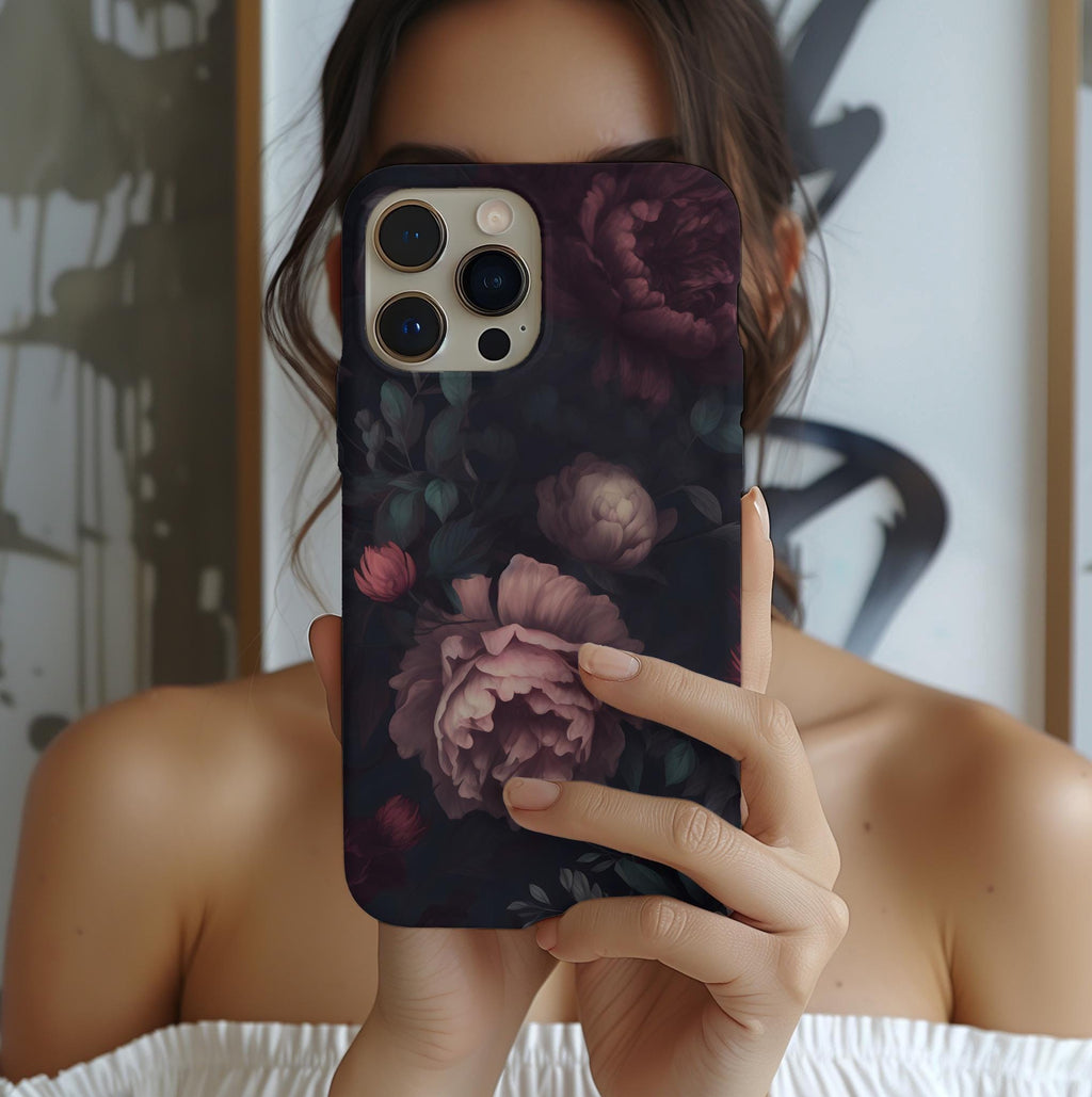 Dark Rose Gothic Phone Case: Purple Floral Victorian Style