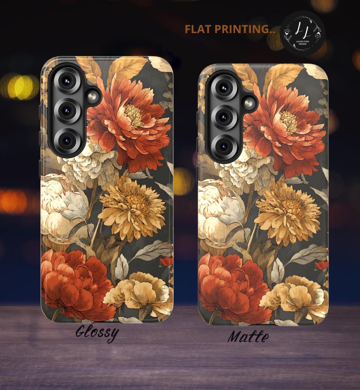 Vintage Floral Boho Phone Case: Orange Botanical Cover